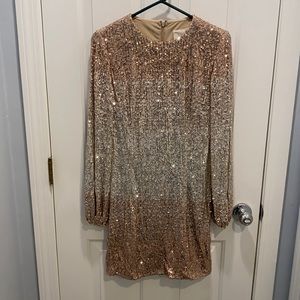 Anthropology sequin dress. Rose gold. Size 6.